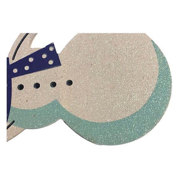 Glitter Snowman Christmas Decor | Winter Holiday Snowman Sign | Farmhouse Accent - Picture 4 of 6